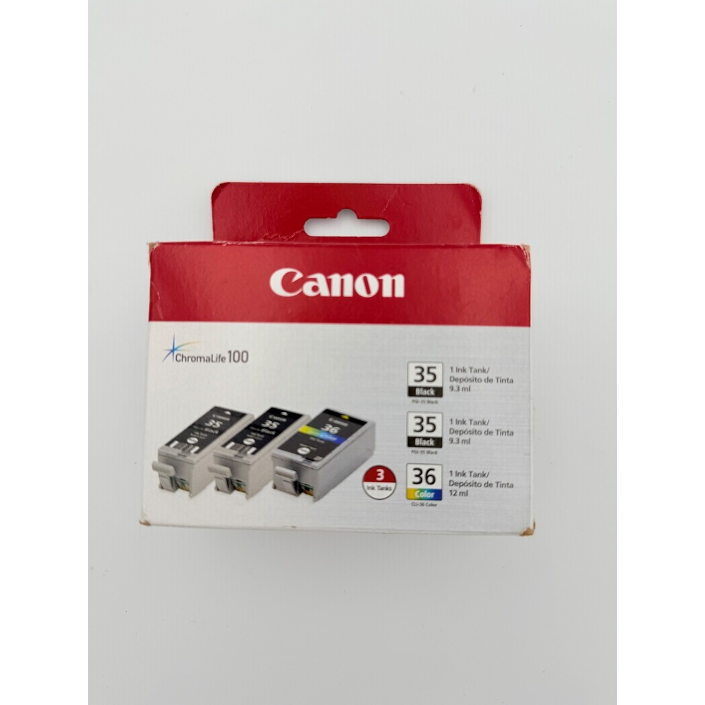 Canon PGI-35 Black and‎ CLI-36 Color Ink Tanks 3 Pack ChromaLife 100 New